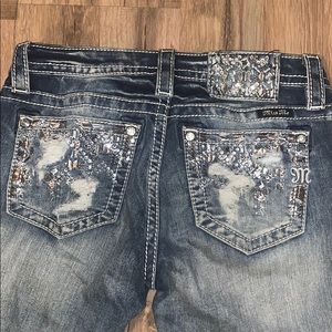 🔥MISS ME skinny JEANS light wash with rhinestones